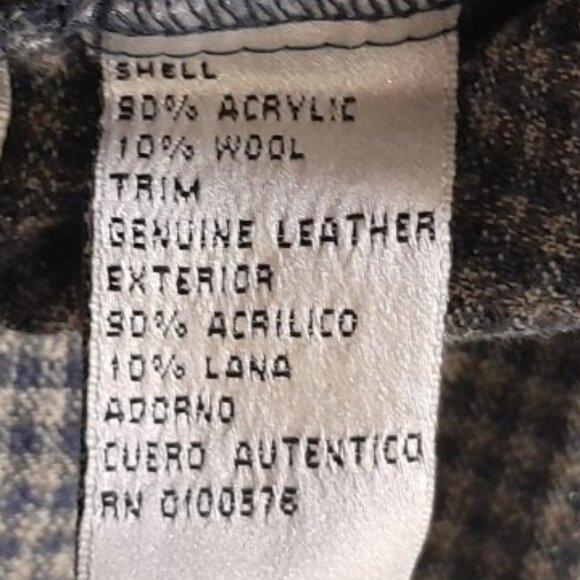 Vtg Firethorn Shacket Mens Large Wool Blend Leather Elbow Patches Grampa Checked - Picture 10 of 11